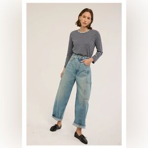 Jamie Haller Baggy Painter Crop in Worn Indigo